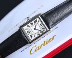 TW Factory Cartier Tank Must 33.7*25.5/29.5*22MM Stainless Steel 751 Movement Calfskin Black/Red Strap White Watch